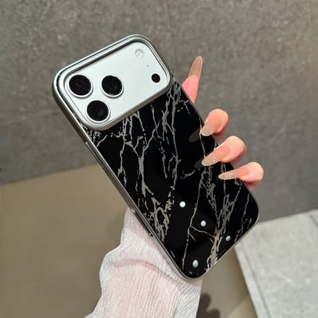 CUTECASE大理石調 iPhone17promaxケース ワイヤレス充電可 メッキ iPhone17Pro/16promaxケース 頑丈 カッコイイ CM6310