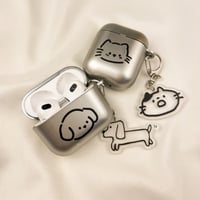 CUTECASE 猫/ワンちゃん Airpods Pro3ケースカバー メッキ 指紋防止 Airpods4/3カバー pro2/Pro1ケース 可愛いキーホルダー お揃いCM6158