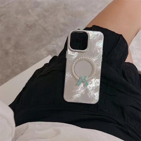 CUTECASE メイク直し 鏡iPhone15/16proケース キラキラアイフォン14プロ/13/12カバー お洒落 女子力アップ CM4572