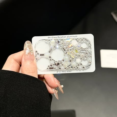 CUTECASE 真珠/花/蝶デコ カメラ保護カバー iPhone17ProMax iPhone17Pro 豪華 おしゃれ 可愛い 使いやすいCM6514