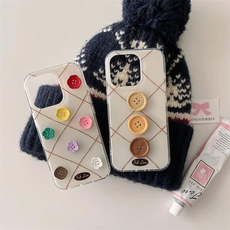 CUTECASEボタンデコ iPhone16/16proケース シック 菱形 iPhone15Pro/14/13proカバー 可愛い トレンド感 CM4987