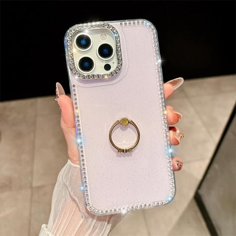 CUTECASEリング付 iPhone16pro/16ケース ダイヤデコ iPhone15promax/14/13カバー キラキラ おしゃれ 可愛い CM5430