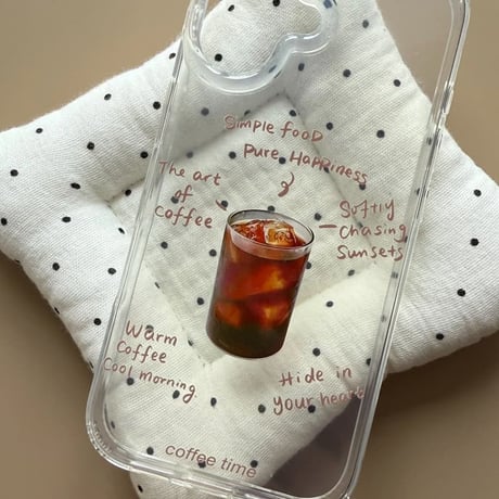 CUTECASE アイスコーヒーiPhone17Promaxケース クリアケース iPhone17Pro/16Promax/15Pro/14ケース シンプル風 涼しそうCM6387