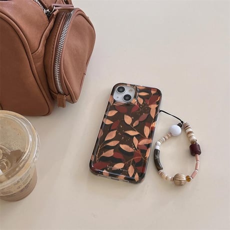 CUTECASE葉柄 iPhone16/16Proケース 秋冬に流行る アイフォン15プロ/14/13proカバー ストラップ シック CM4841