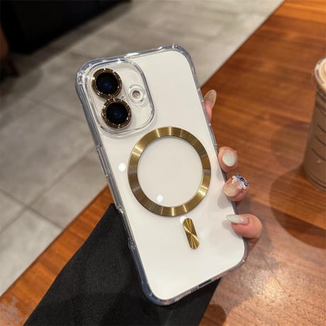 CUTECASE透明Magsafe対応 iPhone16pro/16ケース レンズカバー付 iPhone15/14promax/13カバー 黄ばまない CM5428
