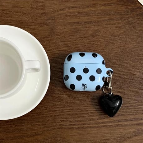 CUTECASE韓国風 Airpods4ケース 水玉模様 AirpodsPro2ケース airpods3/2カバー かわいい ハートキーチェーン付 シック CM5322