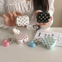 CUTECASE ハートチャーム付き AirpodsPro3ケース 水玉模様 Airpods4/3カバー pro2/Pro1ケース 可愛い 甘めコーデCM6472