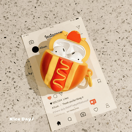 CUTECASEホットドッグパン Airpods4ケース 丈夫 AirpodsPro2ケース エアーポッズ3/2 かわいい ギフトにおすすめCM5578