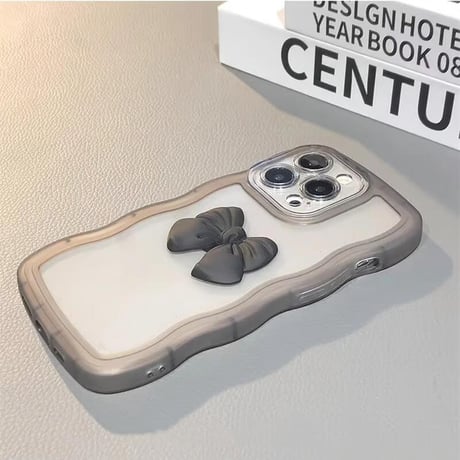 CUTECASE うねうね iPhone16/16Plusケース リボン 透明iPhone15Pro/14/13proカバー 落下防止 かわいいCM4649