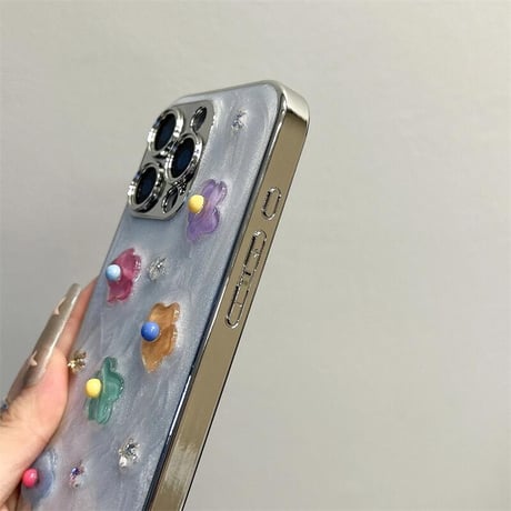 CUTECASE多彩花 iPhone16pro/16ケース カメラ保護 iPhone15promax/14/13カバー ハンドメイド 可愛い CM5405