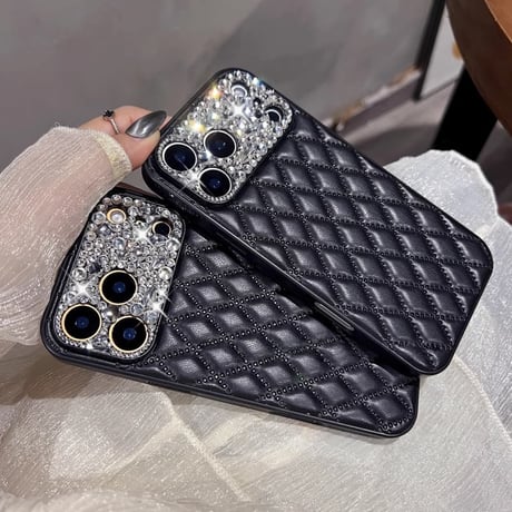 CUTECASEダイヤデコ iPhone17Pro/17ケース 菱形 皮製 iPhone17ProMax/16Pro/15カバー 高級感 冬に人気 CM5832