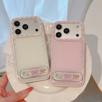 CUTECASE ダイヤリボンスタンド iPhone17Pro/17ケース ストーンライン iPhone16Pro/15/14ケース 淡色系 ガーリーファッションCM6338