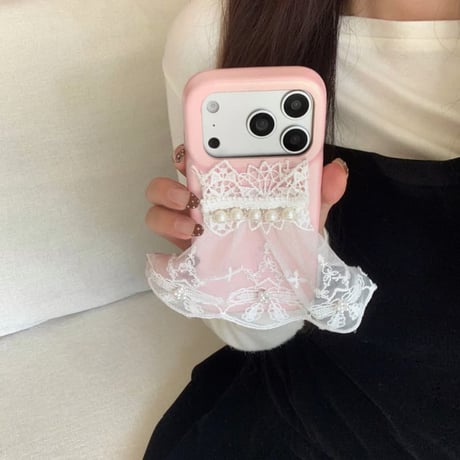 CUTECASEウェディングドレス iPhone17Pro/17ケース パール レザー製 iPhone16Pro/15/14/13proカバー 可愛い 存在感抜群 オシャレCM5875