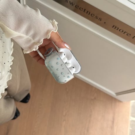 CUTECASE グラデーションブルー Airpods Pro3ケース 花柄 Airpods4/3カバー pro2/pro1 リング/キーホルダー 韓国風CM6283