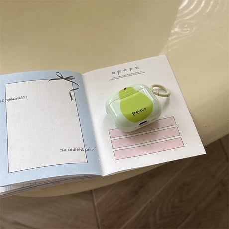 CUTECASE梨柄 Airpods4ケース Pear 韓国風 Airpods3/Pro2ケース airpodspro2カバー キーチェーン付 ギフトにおすすめCM5358