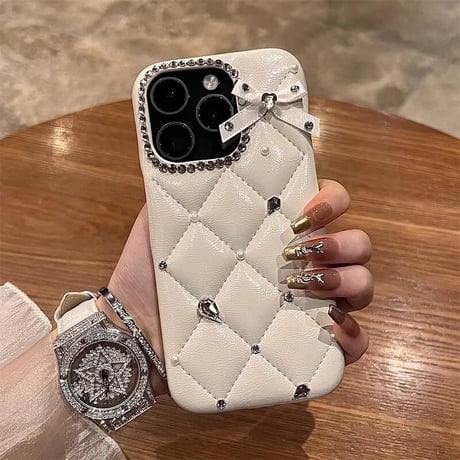 CUTECASEダイヤ iPhone16/16Pro/15/14ケース レザー キルティングデザイン iPhone13/12Proカバー 上品 女子力高い きれいめコーデ 耐衝撃CM4922