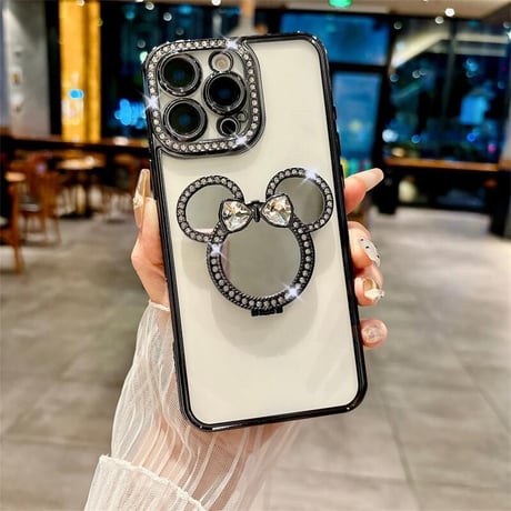 CUTECASE ミラー iphone17pro/17Airケース ジュエリー スタンド付 iPhone16pro/15plus/14proカバー カメラ保護 キラキラインナーシート付き CM5547