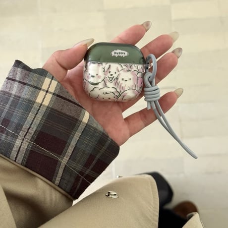 CUTECASE 可愛い犬柄 Airpods Pro3ケース ストラップ付 Airpods4/3ケース AirpodsPro2/Pro1カバー 半透明 ギフトにおすすめ CM5831