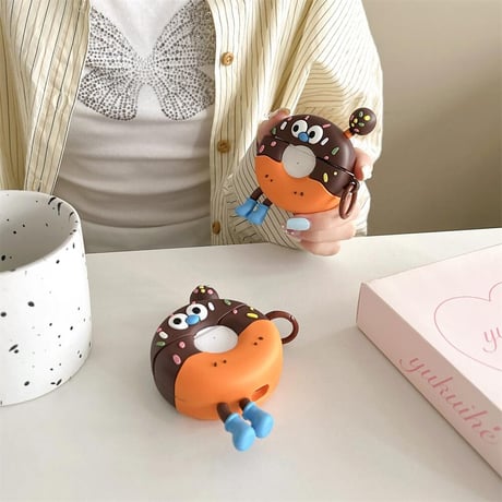 CUTECASEドーナッツ Airpodspro2/pro1ケース 頑丈 シリコンAirpods3/2カバー 可愛い ギフトにおすすめCM4450