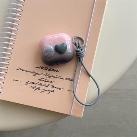 CUTECASE レザーストラップ付 Airpods 4ケース 宝石デコ 暈し染めカラー Airpodspro2/proカバー Airpods3/2 可愛い キュート 艶感CM5665