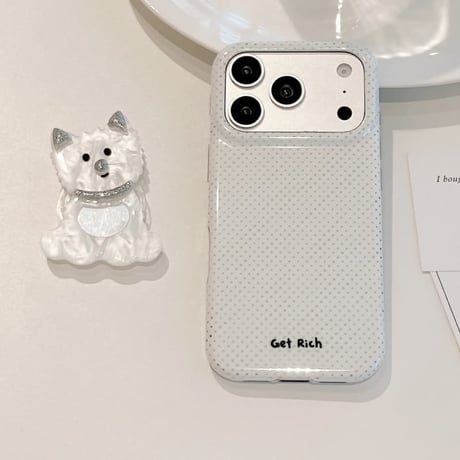 CUTECASEミラー付犬ちゃんグリップ iPhone17Promaxケース 可愛すぎ iPhone16Pro/15ケース スタンド付きCM6331