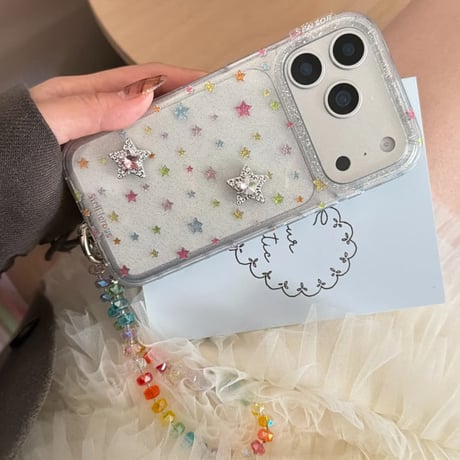 CUTECASE キラキラリボン/星 iPhone17Promaxケース 可愛いストラップ iPhone17pro/16pro/15ケース 大人可愛い CM5820