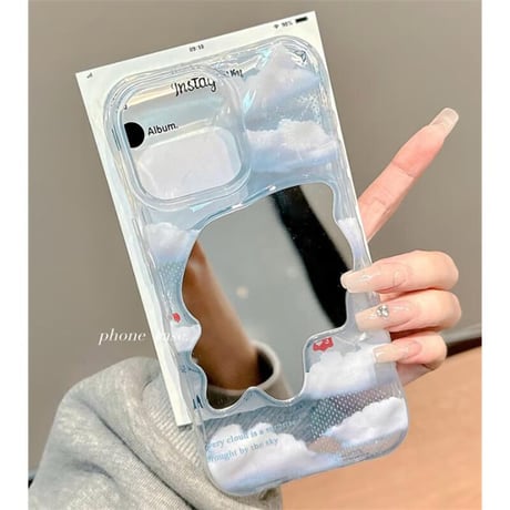 CUTECASE青空ミラー iPhone16pro/17ケース クリア アイフォン15pro/14/13カバー シック 可愛い 便利丈夫CM5615