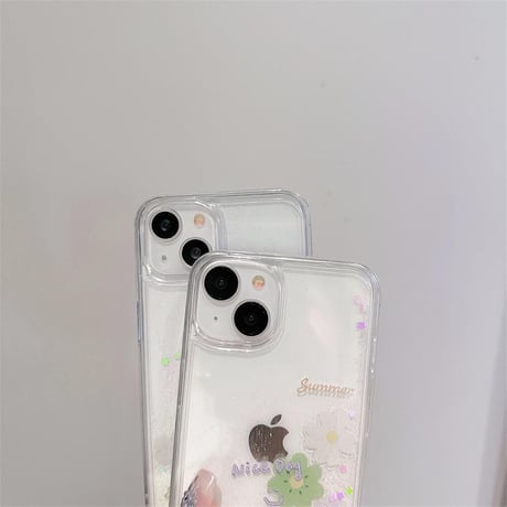 CUTECASE動く花 アイフォン15/15pro/15plusケース キラキララメ入り iPhone14/13pro/12ケース 可愛い 丈夫CM4494