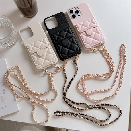 CUTECASEショルダーストラップ付 iPhone16pro/16ケース カード収納 iPhone15pro/14/13promaxカバー 上品高品質 レザー キルティング CM5436