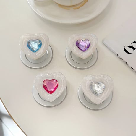 CUTECASE シェルとハートダイヤ スマホグリップ スタンド マグネット式タイプ 艶感 可愛い 耐久性ある 便利 ギフトに最適CM5960