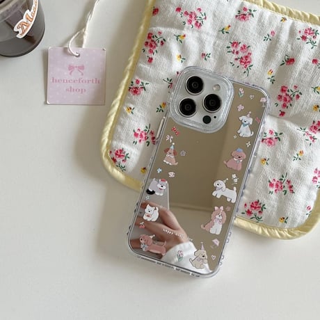 CUTECASE 動物柄フレーム ミラー iPhone17Pro/17ケース ラメいり iPhone16Pro/15ケース かわいい 春夏コーデCM6334