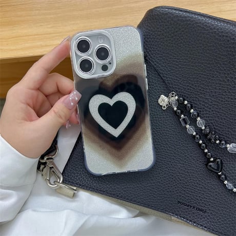 CUTECASEハート柄 iPhone15/15pro/15plusケース ストラップ付 iPhone14/13pro/12ケース 女子力アップ キラキラCM4400