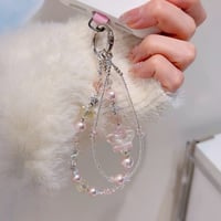 CUTECASE ピンク星 パール スマホストラップ ダイヤ チェーンストラップ キラキラ バック/キーチェーン ファッション 美しい エレガント 人気CM5788