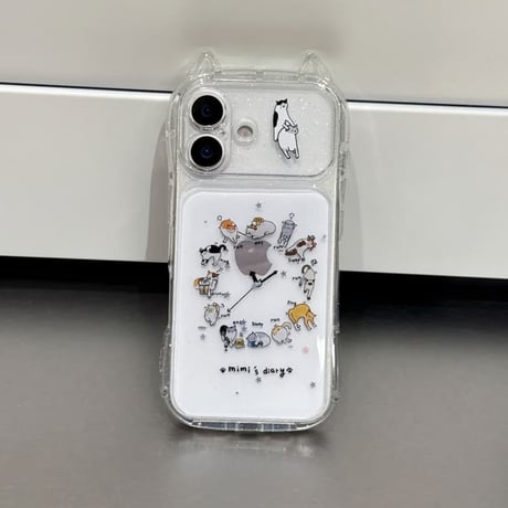 CUTECASE 猫の耳 iPhone17pro/17ケース 猫の日常 iPhone16pro/15ケース カメラカバー キラキラ 可愛いCM5999