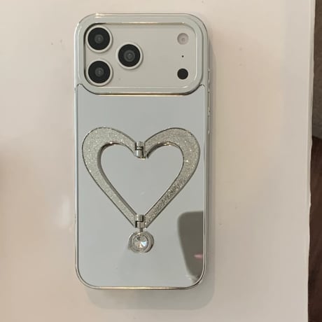 CUTECASE キラキラ感ハートスタンド iPhone17/17Proケース 鏡/レザー iPhone16Pro/15ProMaxケース 多機能便利 おしゃれCM6372