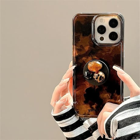 CUTECASE 琥珀色 iPhone17Pro/16Proケース グリップ付 iPhone15promax/14/13カバー 高級感 暈し染めカラー CM5614