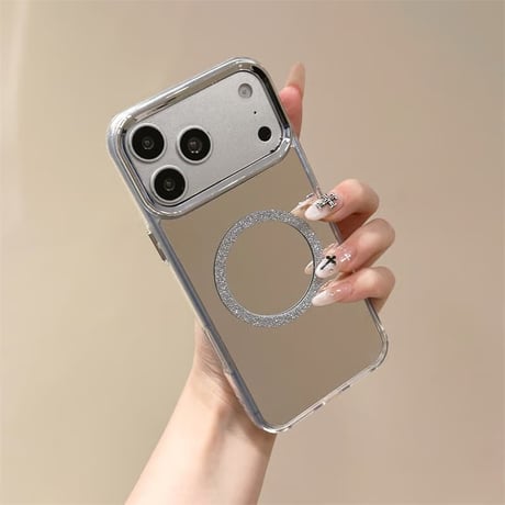 CUTECASE MagSafe対応ミラーiPhone17Pro/17ケース メッキ シルバー iPhone16Pro/Air/15ProMax/17eケース 頑丈 オシャレCM6494