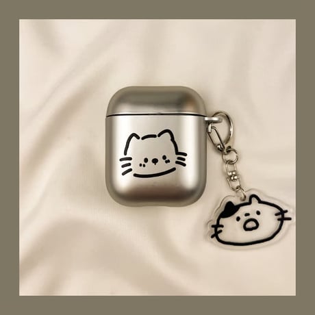 CUTECASE 猫/ワンちゃん Airpods Pro3ケースカバー メッキ 指紋防止 Airpods4/3カバー pro2/Pro1ケース 可愛いキーホルダー お揃いCM6158
