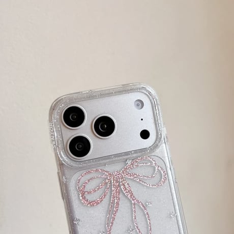 CUTECASE キラキラリボン iPhone17pro/17ケース 甘めコーデ iPhone16promax/15pro/14ケース 女子力高い キラキララメCM6180