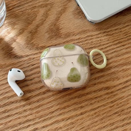 CUTECASE 梨柄 Airpods Pro3ケース 透明 Airpods 4/3カバー AirpodsPro2/1 大人可愛いCM6292