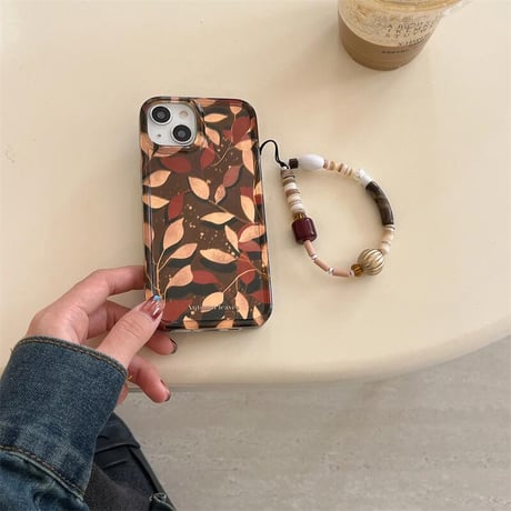CUTECASE葉柄 iPhone16/16Proケース 秋冬に流行る アイフォン15プロ/14/13proカバー ストラップ シック CM4841