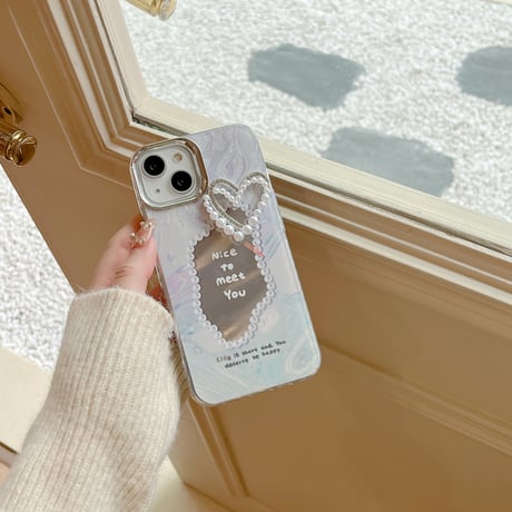 CUTECASE不規則な鏡人気の要素 うねうね 鏡付 iPhone15/15Proケース キラキラグリッター iPhone14/13Pro/12ケース きれい 便利 丈夫 C6019