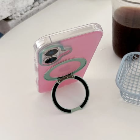 CUTECASE MagSafeリングスタンド iPhone17Promaxケース ピンクとグリーン iPhone16Pro/15Promaxケース 可愛すぎる 便利実用品 CM6481