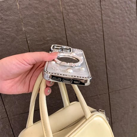 CUTECASE パールリボンミラー iPhone16/17proケース セレブ愛用エレガント iPhone15promax/14/13proカバー ジュエリーデコ ガールズファッション CM5636
