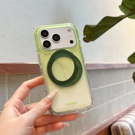 CUTECASEグラデーションカラー iPhone17Pro/17ケース MagSafeリングスタンド iPhone16Pro/15pro/14ケース 高透明 高品質CM6504