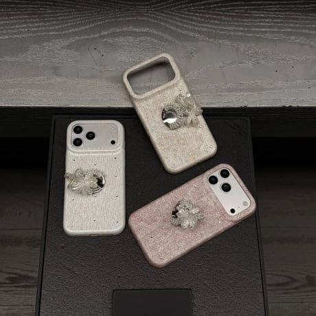 CUTECASE 貝殻花とパールミラーリング iPhone17Pro/17ケース ダイヤデコ iPhone16Promax/15pro/14ケース 上品 便利高級感 CM6457