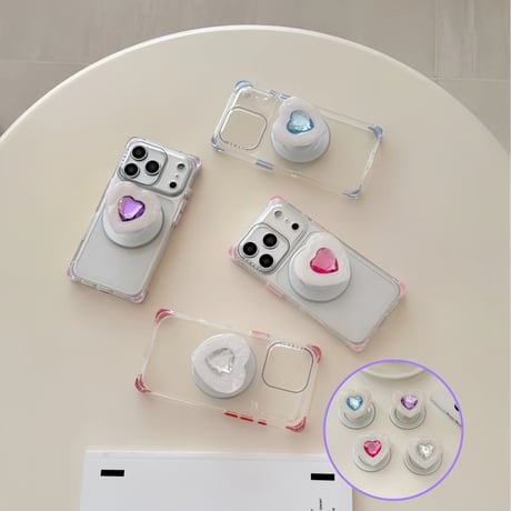 CUTECASE シェルとハートダイヤ スマホグリップ スタンド マグネット式タイプ 艶感 可愛い 耐久性ある 便利 ギフトに最適CM5960