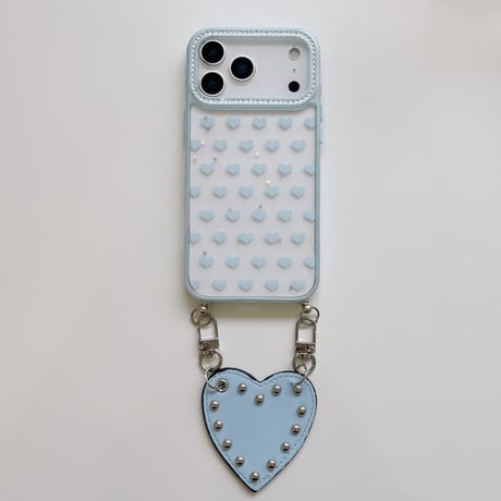 CUTECASE リベット付ハート持ち手iPhone17Promaxケースハート柄 ダイヤデコ iPhone16Promax/15proケース 便利 可愛いCM6522