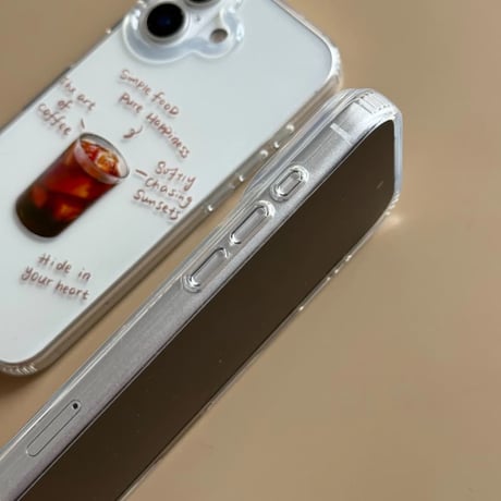 CUTECASE アイスコーヒーiPhone17Promaxケース クリアケース iPhone17Pro/16Promax/15Pro/14ケース シンプル風 涼しそうCM6387