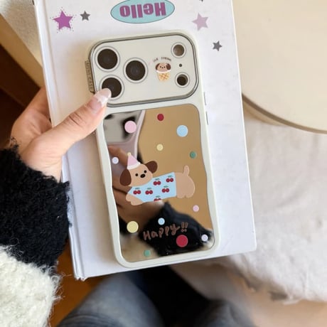 CUTECASE 犬ちゃんミラー iPhone17Pro/17Promaxケース カメラ保護 iPhone16Pro/15Pro/14カバー 可愛い 女子に人気アイテム 頑丈 CM5941